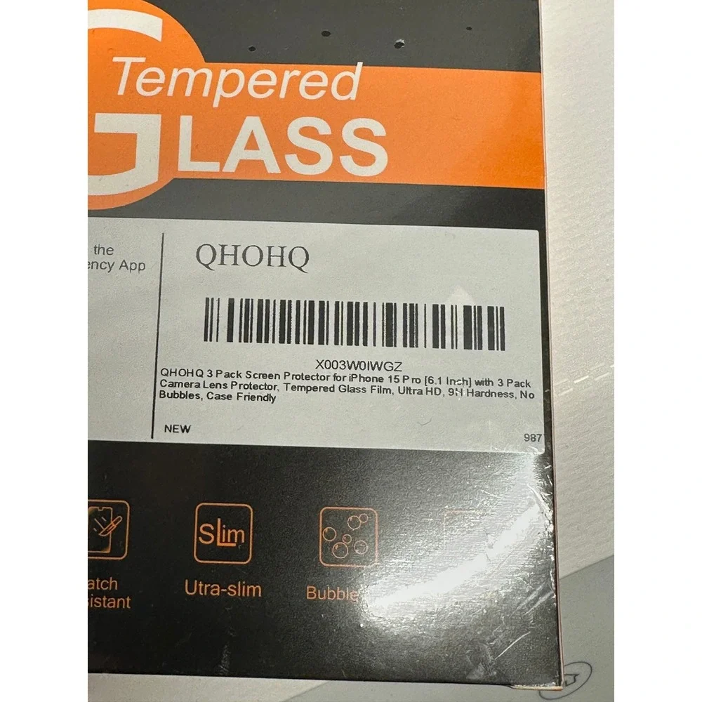 3 Pack Screen & lens Protector iPhone 15 Pro 6.1 In Tempered Glass‎ 9H Hardness